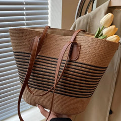 Straw bag bag women's summer inswind new beach seaside outdoor travel vacation large capacity shoulder bag