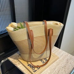 Straw bag bag women's summer inswind new beach seaside outdoor travel vacation large capacity shoulder bag