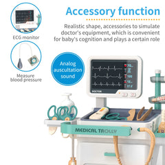 Doctor Kit for Kids Pretend Medical Station Set Mobile Cart with Sound and Light Kids Doctor Kit for Toddlers 3-8 Birthday Gifts