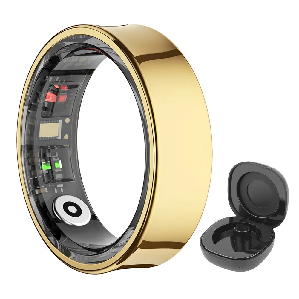 R09 Smart Ring Waterproof Fitness Tracker Heart Rate Blood Oxygen Sleep Monitoring with Charging Case for Xiaomi Samsung Phone