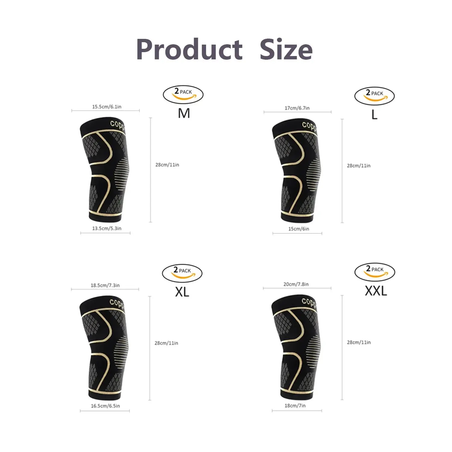 Copper Knee Pads for Joint Support & Pain Relief - Unisex for running & Exercise Gear (1 Pair)
